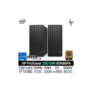 인텔 13세대 i7 데스크탑 본체 가정용 컴퓨터 사무용 PC 프로 TWR 280 G9 R 90N88PA_T4