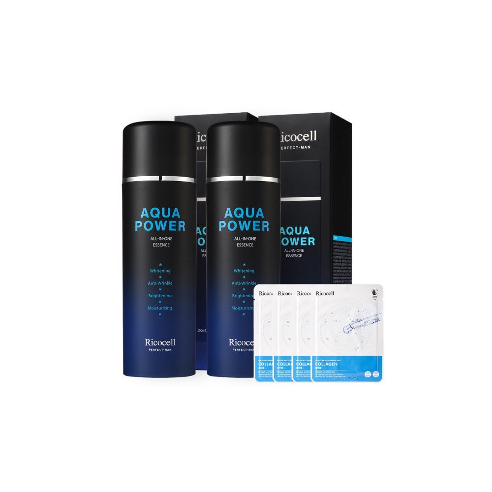 미백+주름 퍼펙트 맨 아쿠아파워 올인원 에센스 150ml 2개/수분 보습 스킨 로션 기능성 5in1
